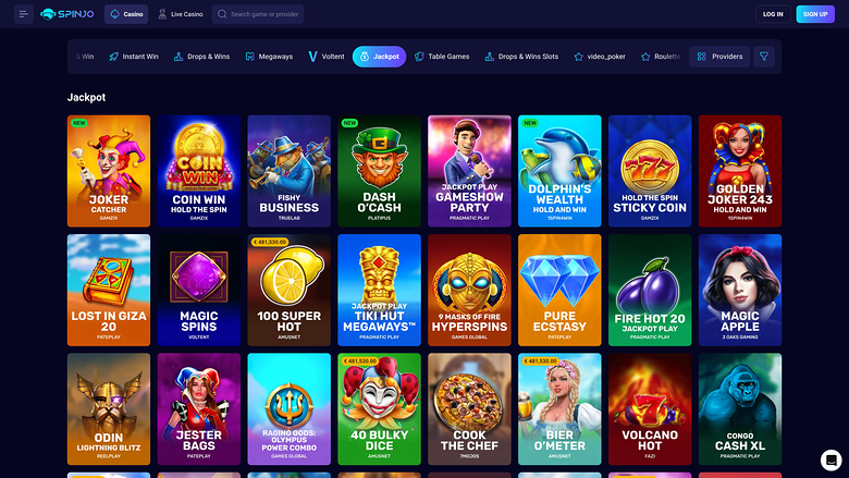Spinjo Casino Desktop Jackpot