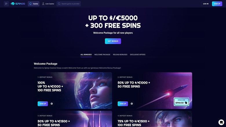 Spinjo Casino Desktop Promotions