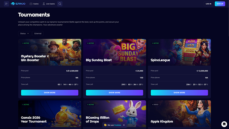 Tornei di Spinjo Casino per desktop