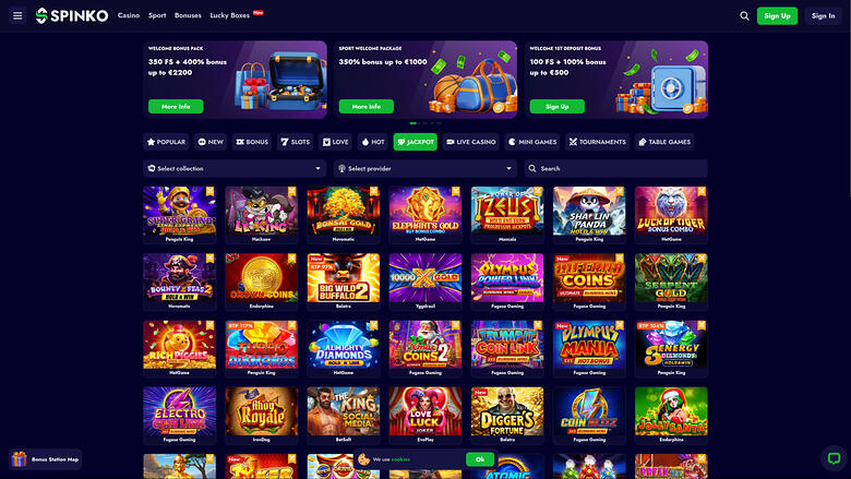 Spinko Casino Desktop Jackpot