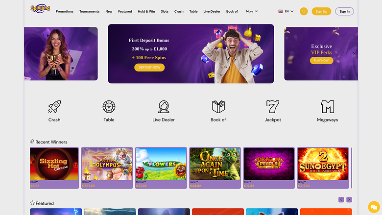 Spinland.bet Casino Desktop Homepage