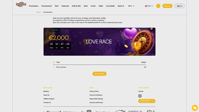 Spinland.bet Casino Desktop Tournaments