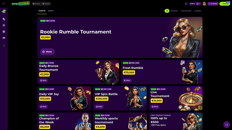 Promotions Spinmama Casino sur ordinateur