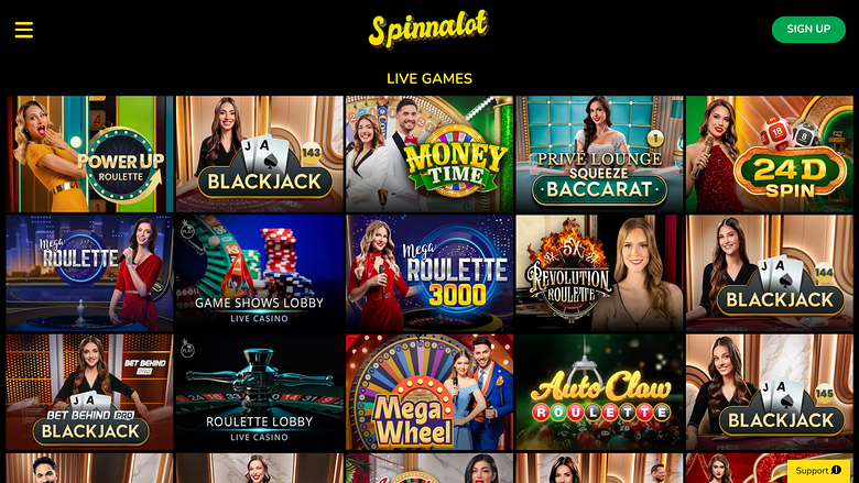Spinnalot Casino Desktop Live Dealer