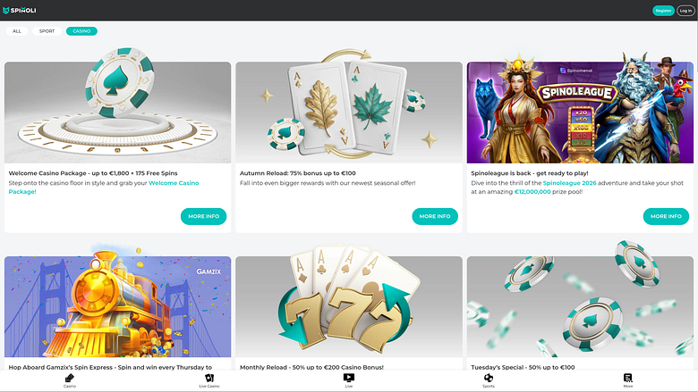 Promozioni desktop di Spinoli Casino