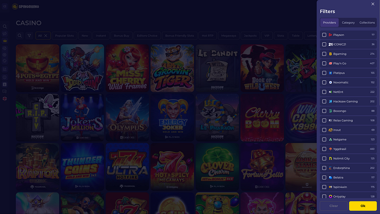Desarrolladores del juego de escritorio Spinorhino Casino
