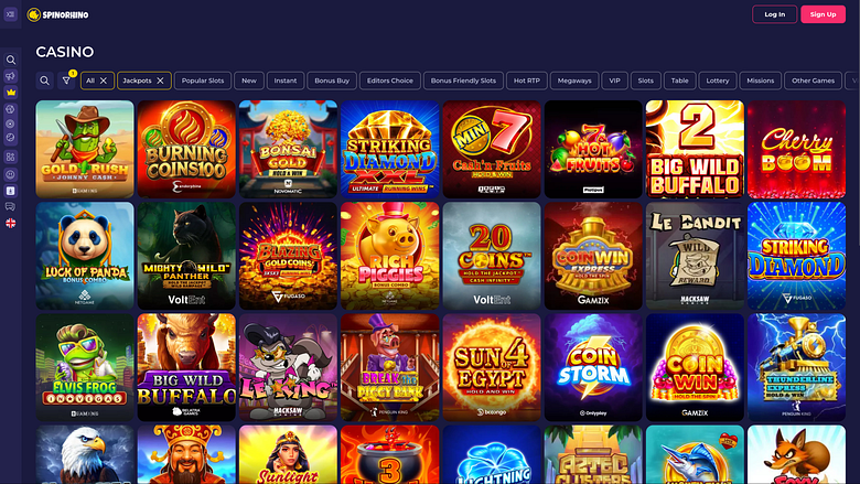 Jackpot de escritorio del casino Spinorhino