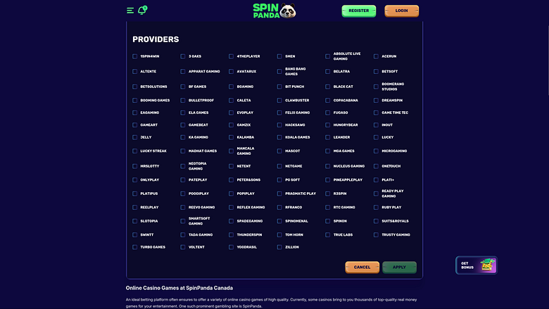 SpinPanda Casino Desktop-Spieleentwickler