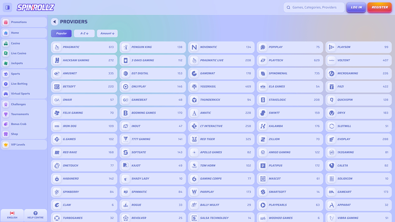 Développeurs du jeu de casino Spinrollz pour ordinateur