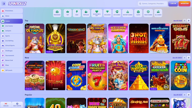 Jeux de casino Spinrollz pour ordinateur