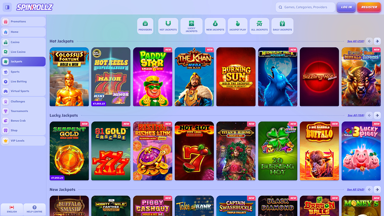 Jackpot de bureau du casino Spinrollz