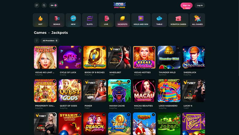 Jackpot de escritorio de Spins House Casino