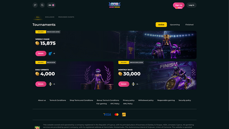 Torneos de escritorio de Spins House Casino