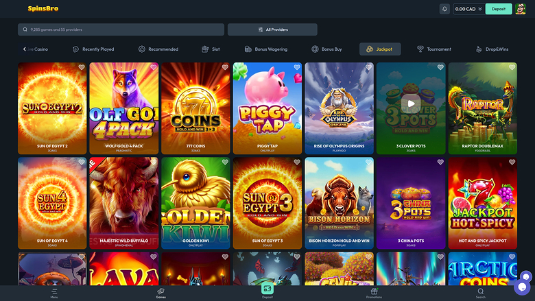 Spinsbro Casino Desktop Jackpot