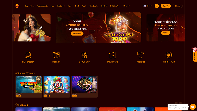 Spinscastle Casino Desktop Homepage