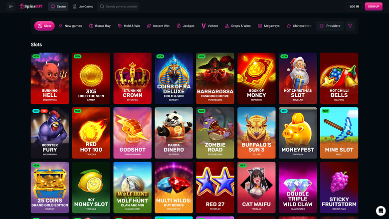 SpinsUp Casino Desktop Games