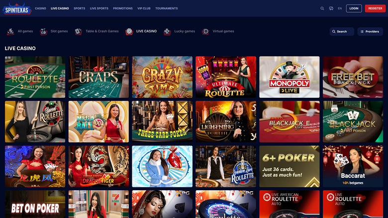 Casinò SpinTexas con croupier dal vivo