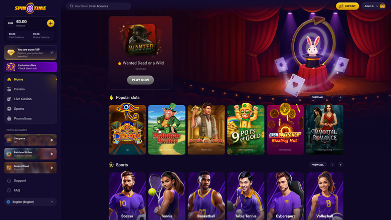 SpinTime Desktop Homepage