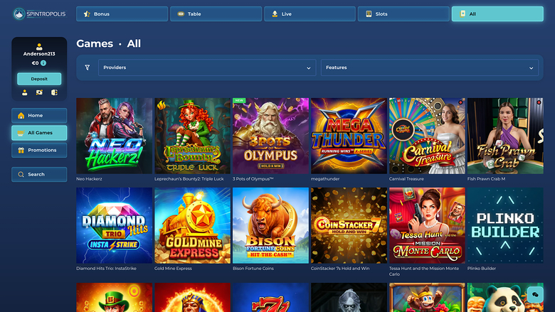 Jeux de casino Spintropolis sur ordinateur