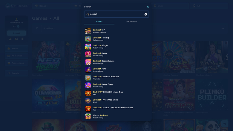 Jackpot de bureau du casino Spintropolis