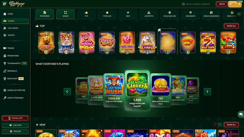 Jogos de cassino Spinvoyage para computador