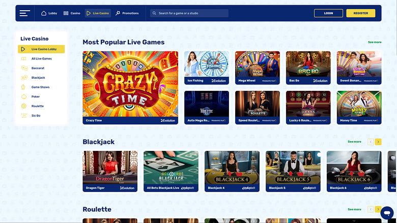 Spinwiz Casino Desktop Live Dealer