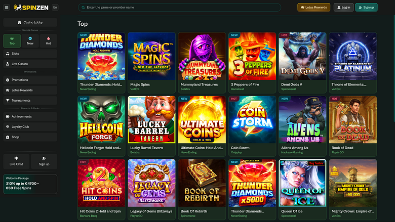 Jeux de casino Spinzen sur ordinateur