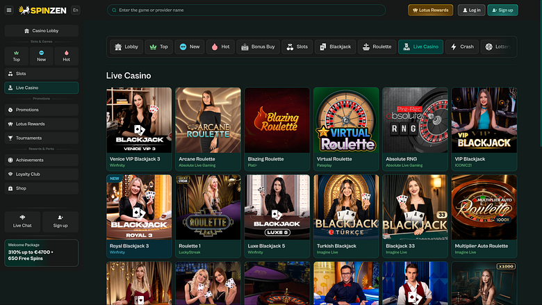 Casino Spinzen pour ordinateur avec croupier en direct