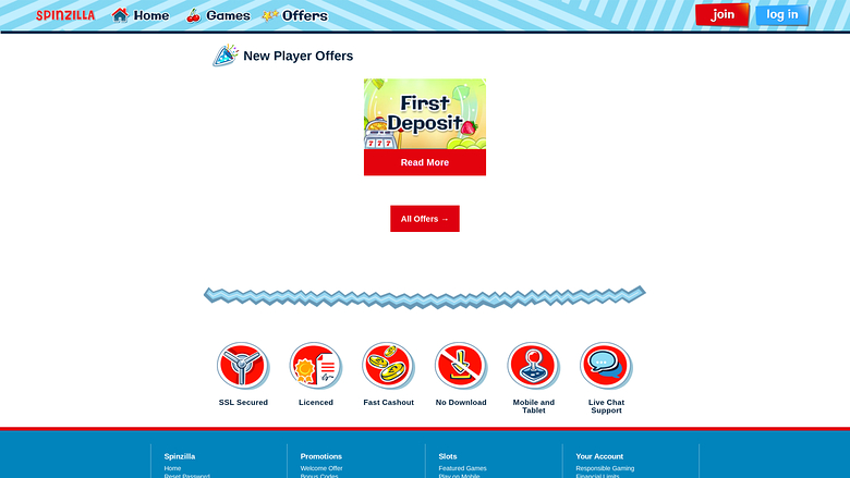 Promociones de escritorio del casino Spinzilla