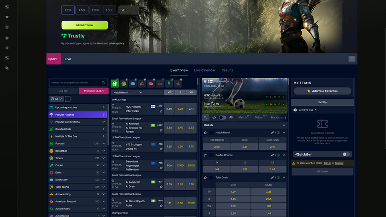 SpinzWin Casino Desktop Sports
