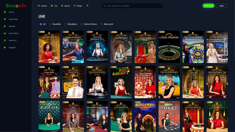 Croupier en direct de SpinzWin Casino sur ordinateur