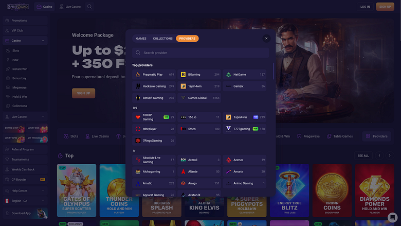 Développeurs du jeu Spirit Casino pour ordinateur
