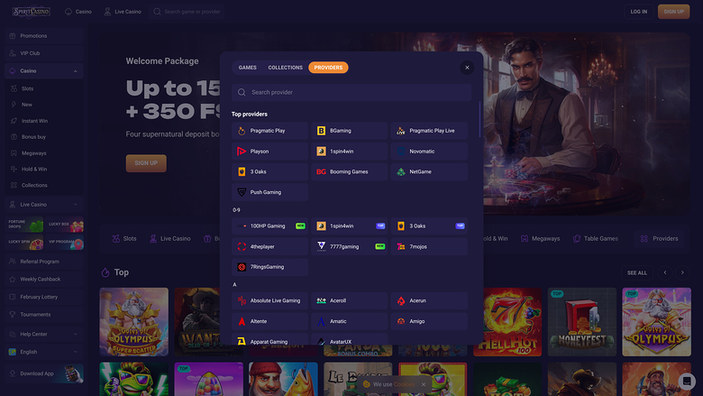 Développeurs du jeu Spirit Casino pour ordinateur