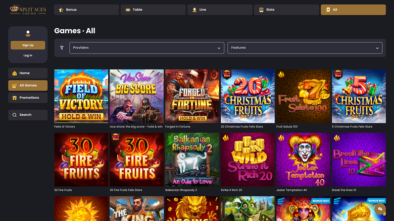 Jeux de casino Split Aces sur ordinateur