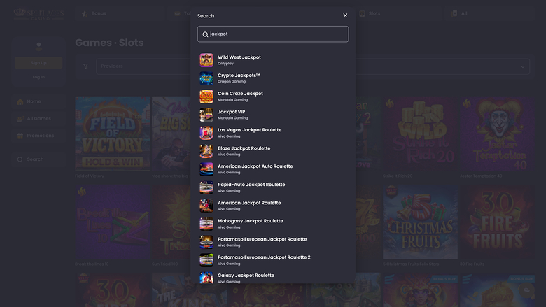 Jackpot de bureau du casino Split Aces