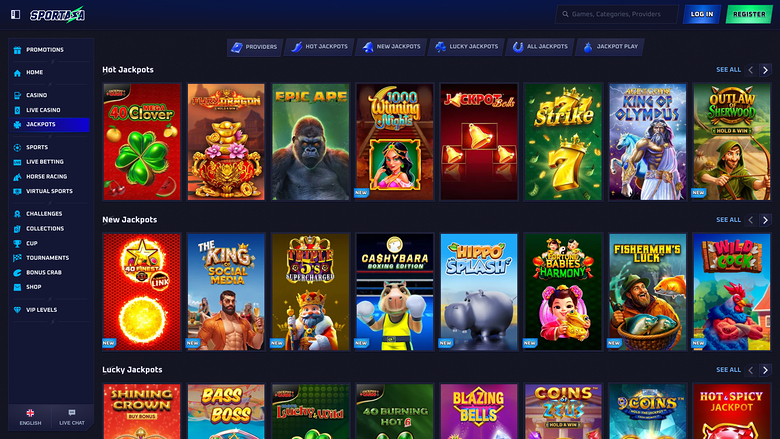 Jackpot de bureau du casino Sportaza