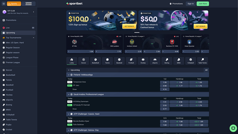 Sportbet Casino Sports sur ordinateur