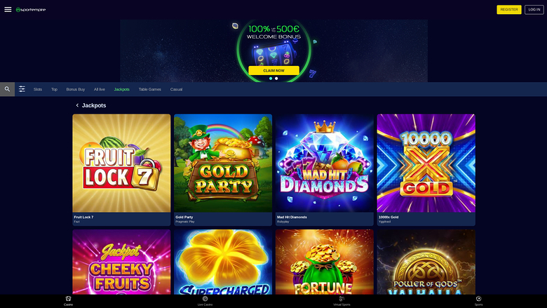 Jackpot de bureau du casino SportEmpire