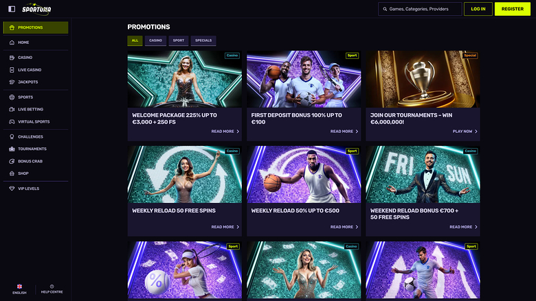 Sportuna Desktop Promotions