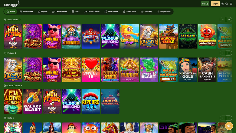 Jogos de computador do Cassino Springbok