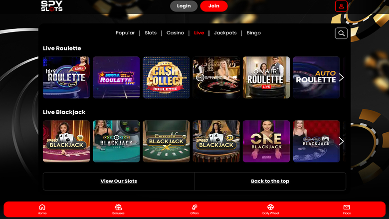 Tragamonedas Spy de escritorio con crupier en vivo