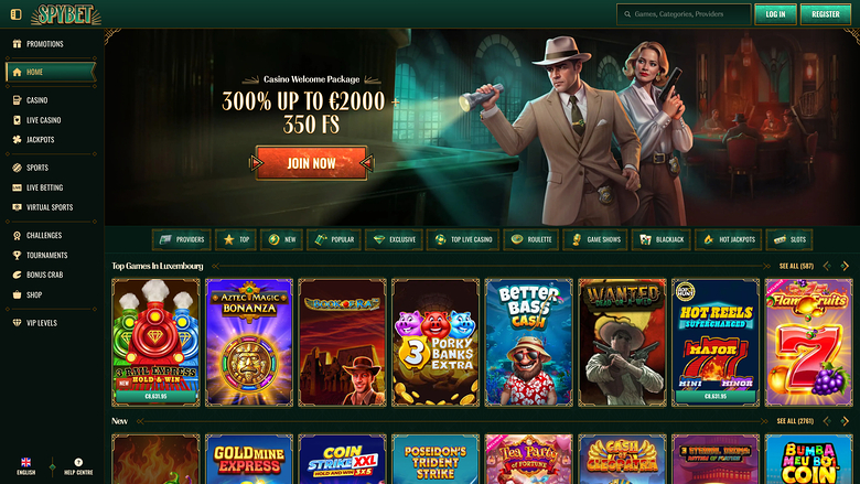 Homepage desktop di Spybet Casino