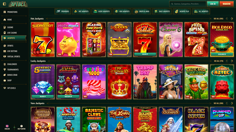 Jackpot desktop del casinò Spybet