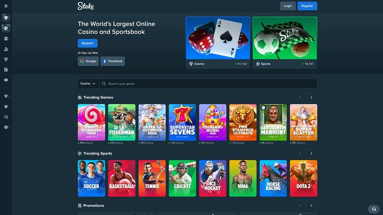 Stake Casino homepage