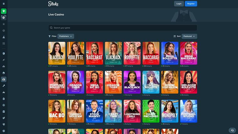 Stake Casino live dealer page