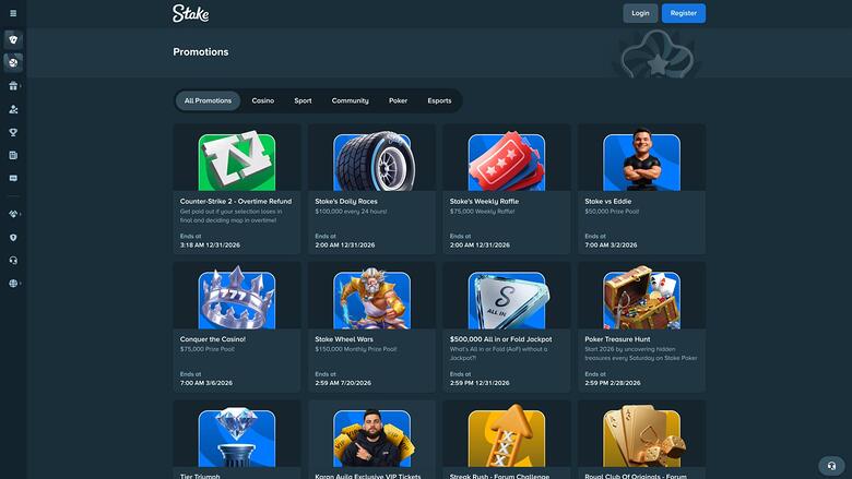 Stake Casino promotions page
