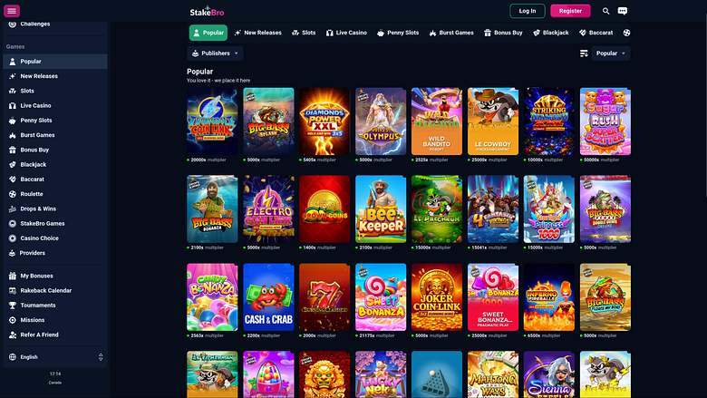 Jeux de casino Stakebro pour ordinateur