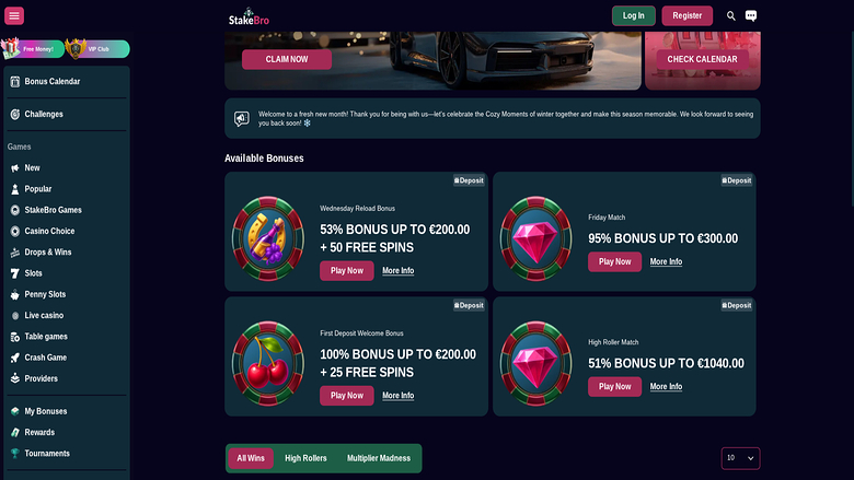 Promotions screenshot of Stakebro Casino for Desktop