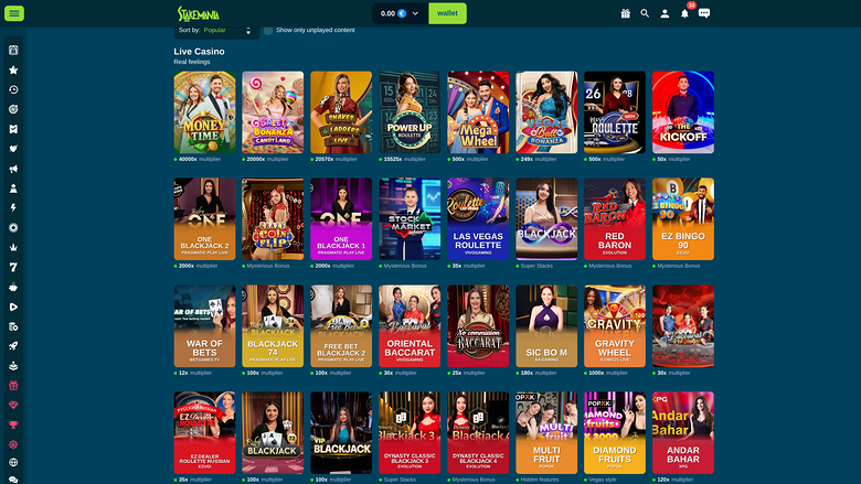StakeMania Casino Desktop Live Dealer