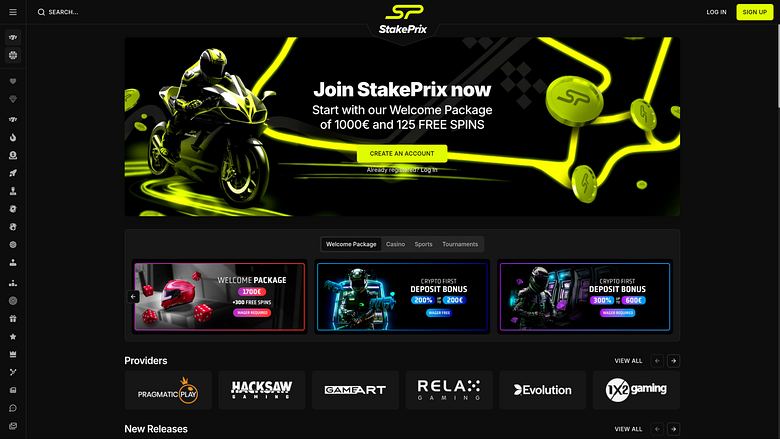 Главная страница казино Stakeprix для настольных компьютеров